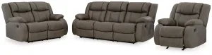 First Base Sofa, Loveseat and Recliner in Gunmetal