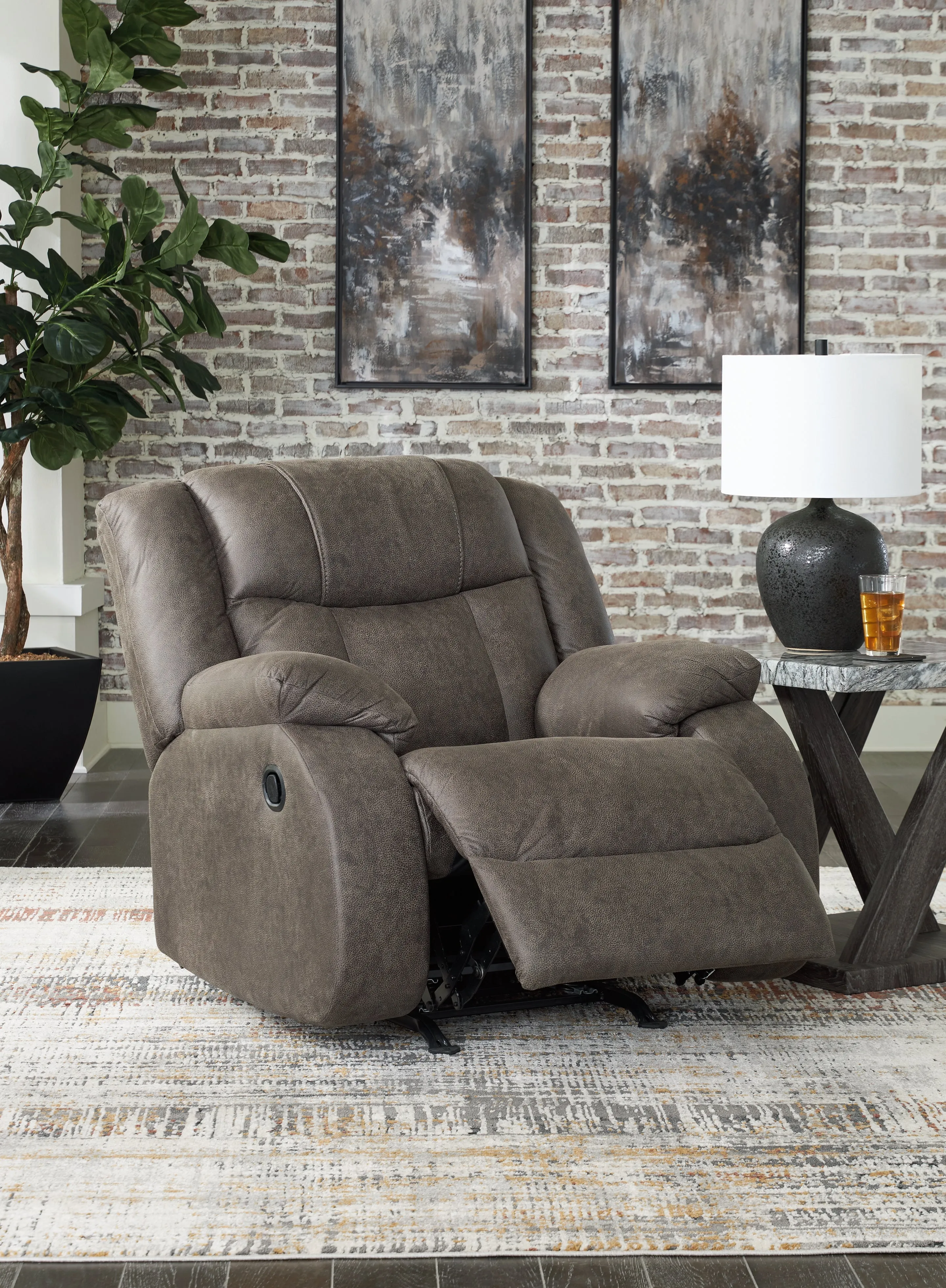 First Base Sofa, Loveseat and Recliner in Gunmetal