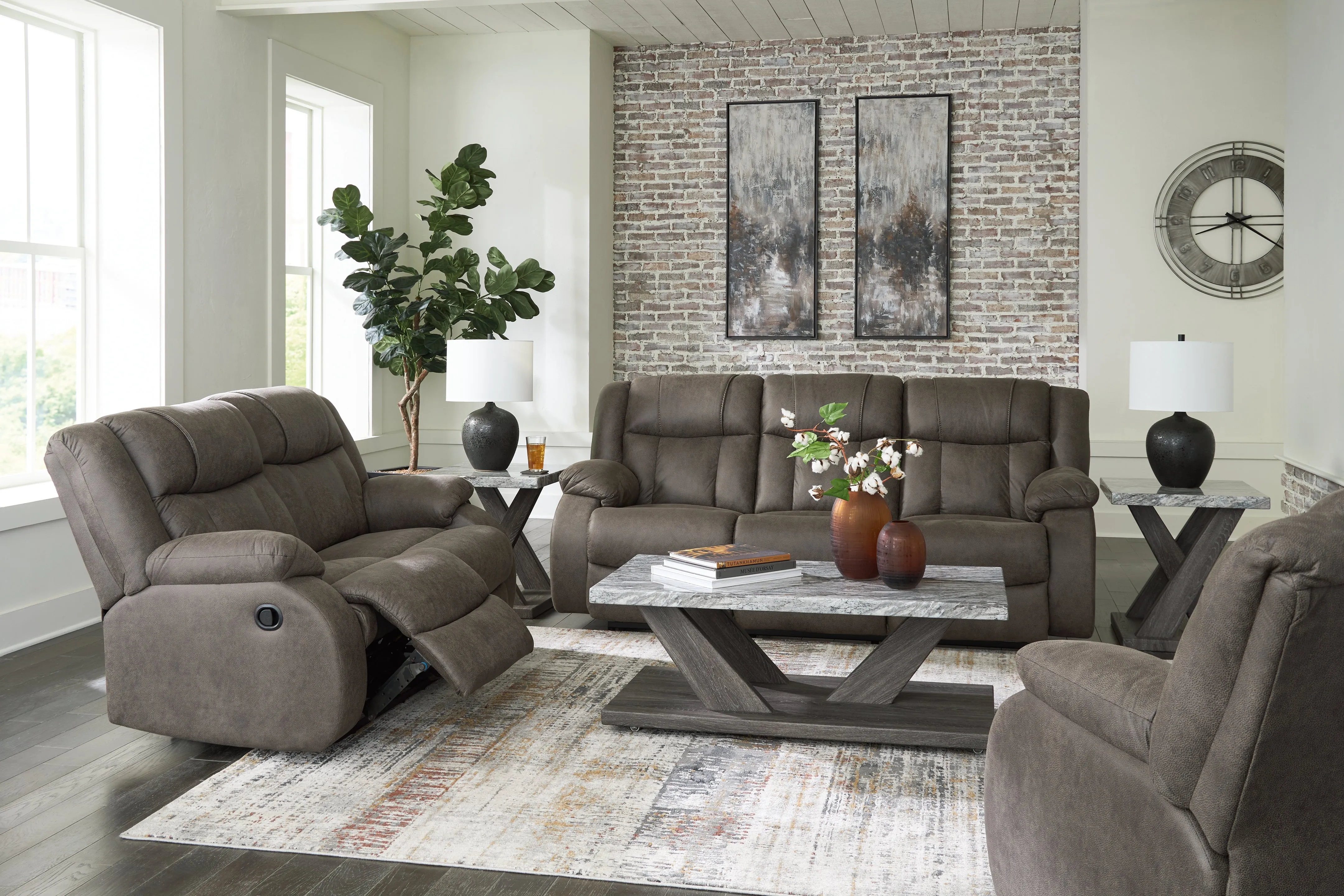 First Base Sofa, Loveseat and Recliner in Gunmetal