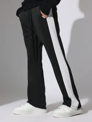 Flare Fit Colour Block Panel Sweatpants With Drawstrings