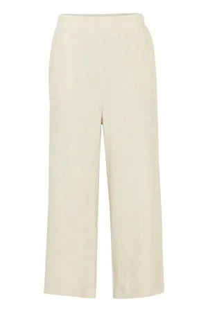 Fransa Wide Leg Linen Blend Trousers Birch