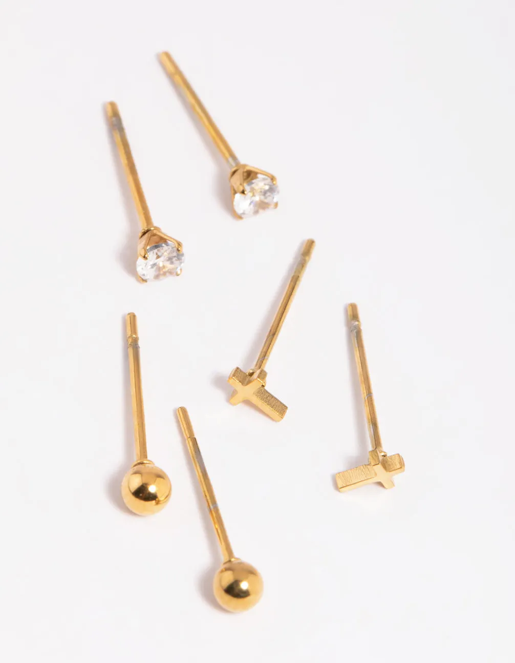 Gold Plated Surgical Steel Small Cross Stud Earrings