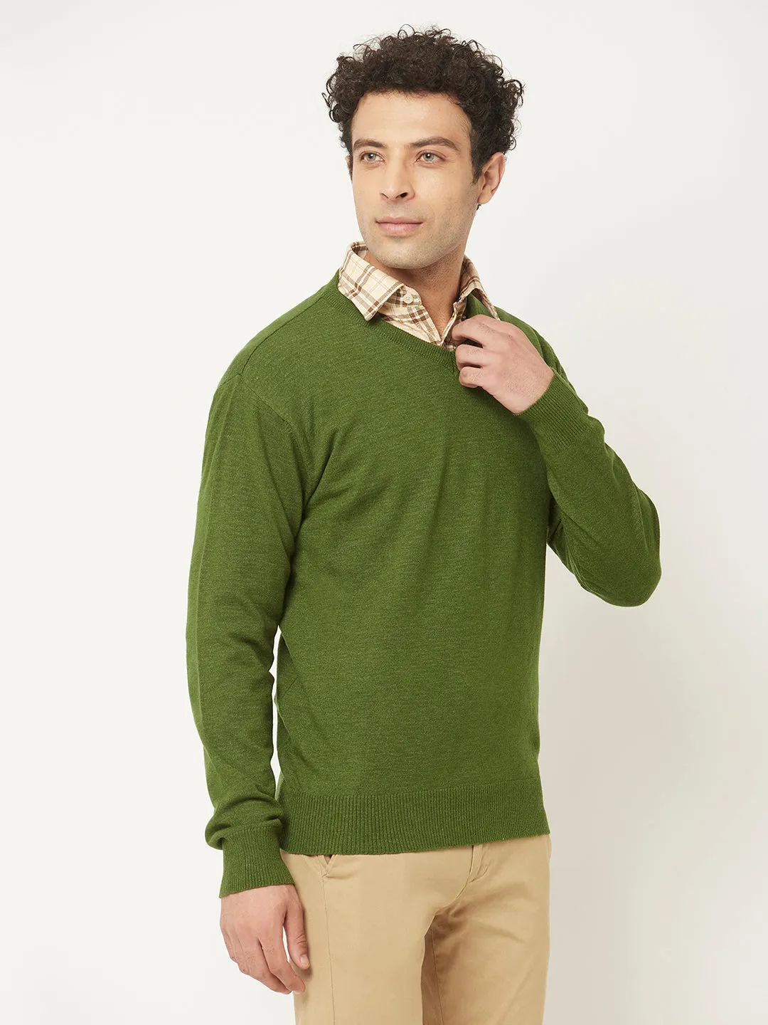 Green Sweater in Relaxed Fit