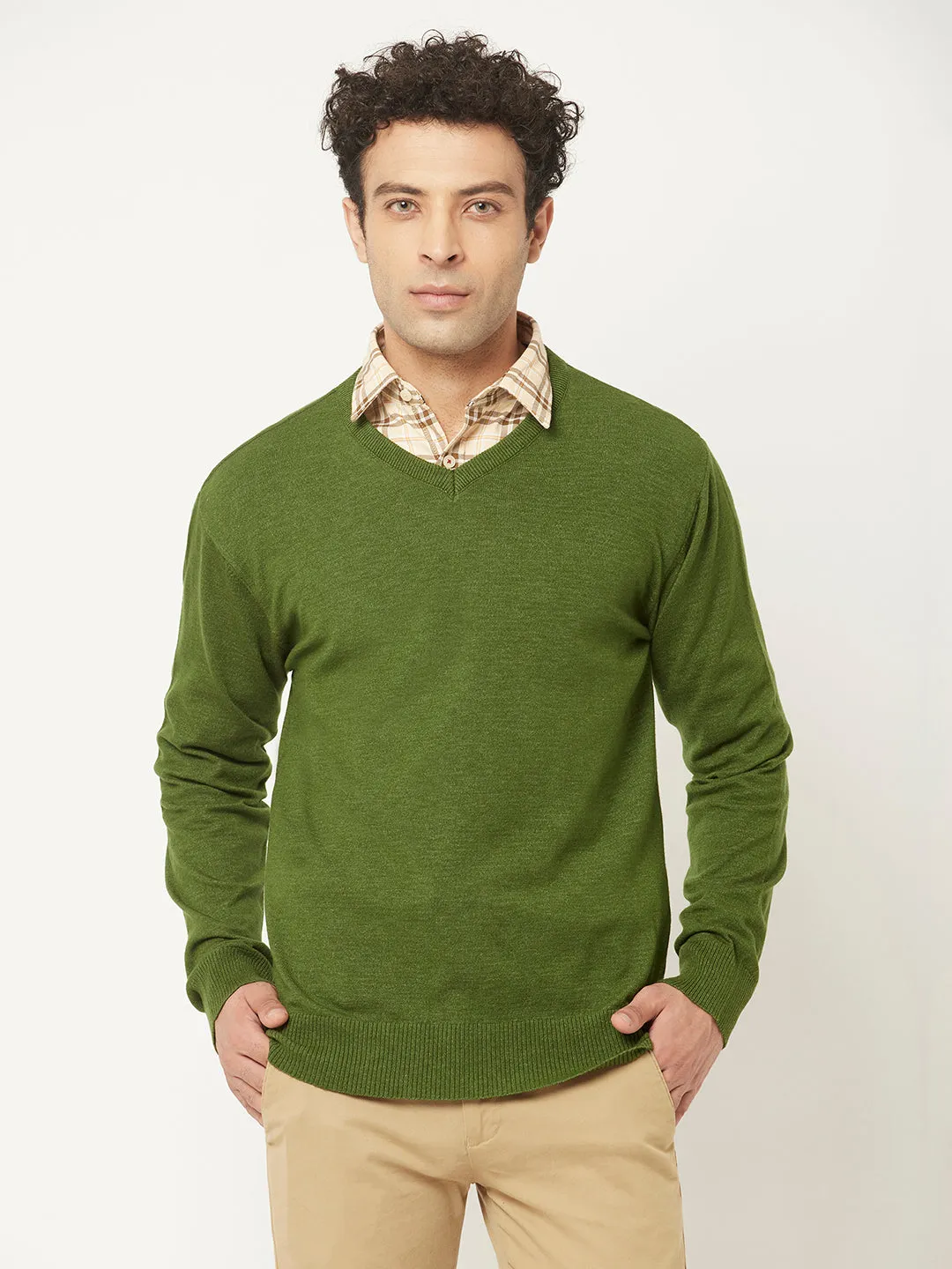 Green Sweater in Relaxed Fit
