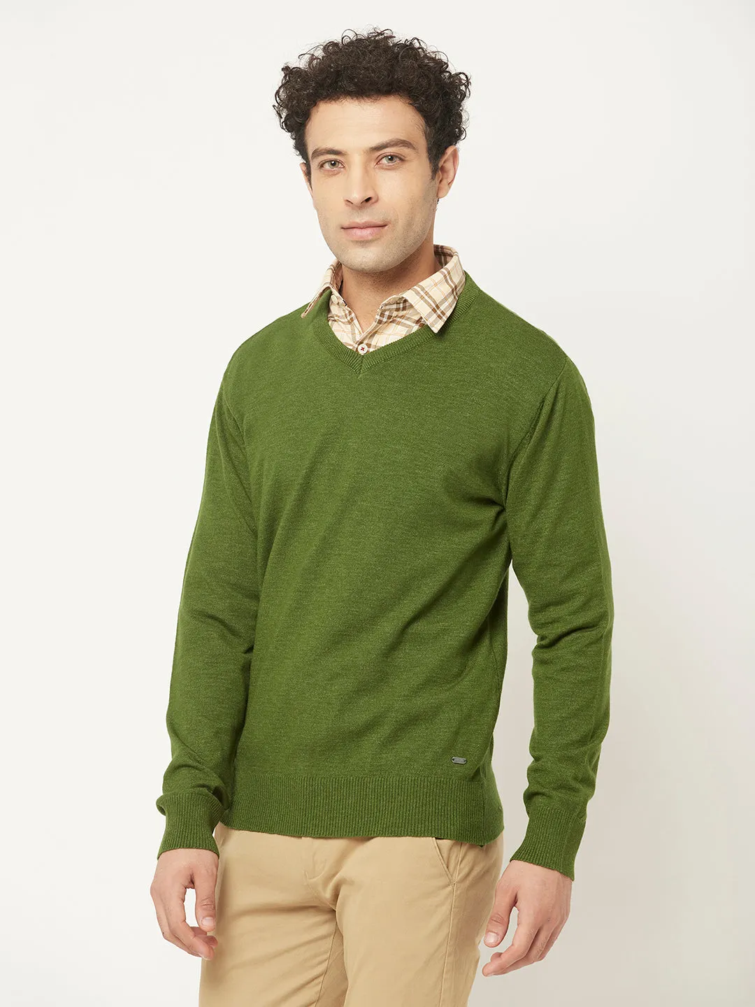 Green Sweater in Relaxed Fit