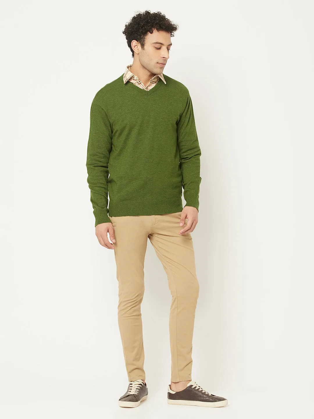 Green Sweater in Relaxed Fit