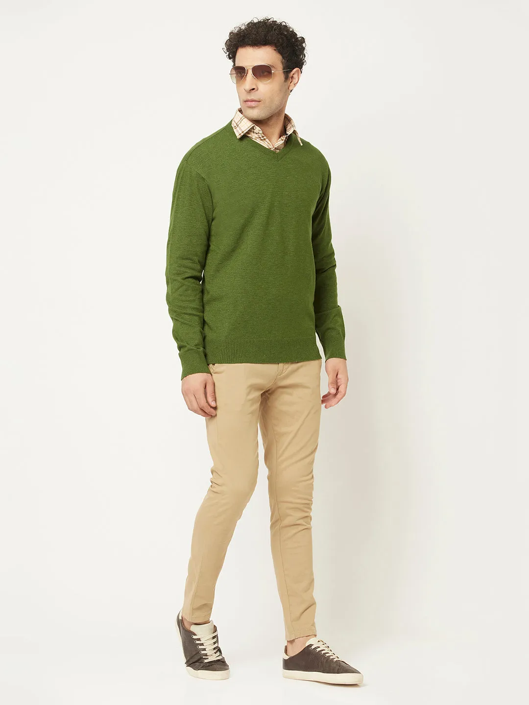 Green Sweater in Relaxed Fit