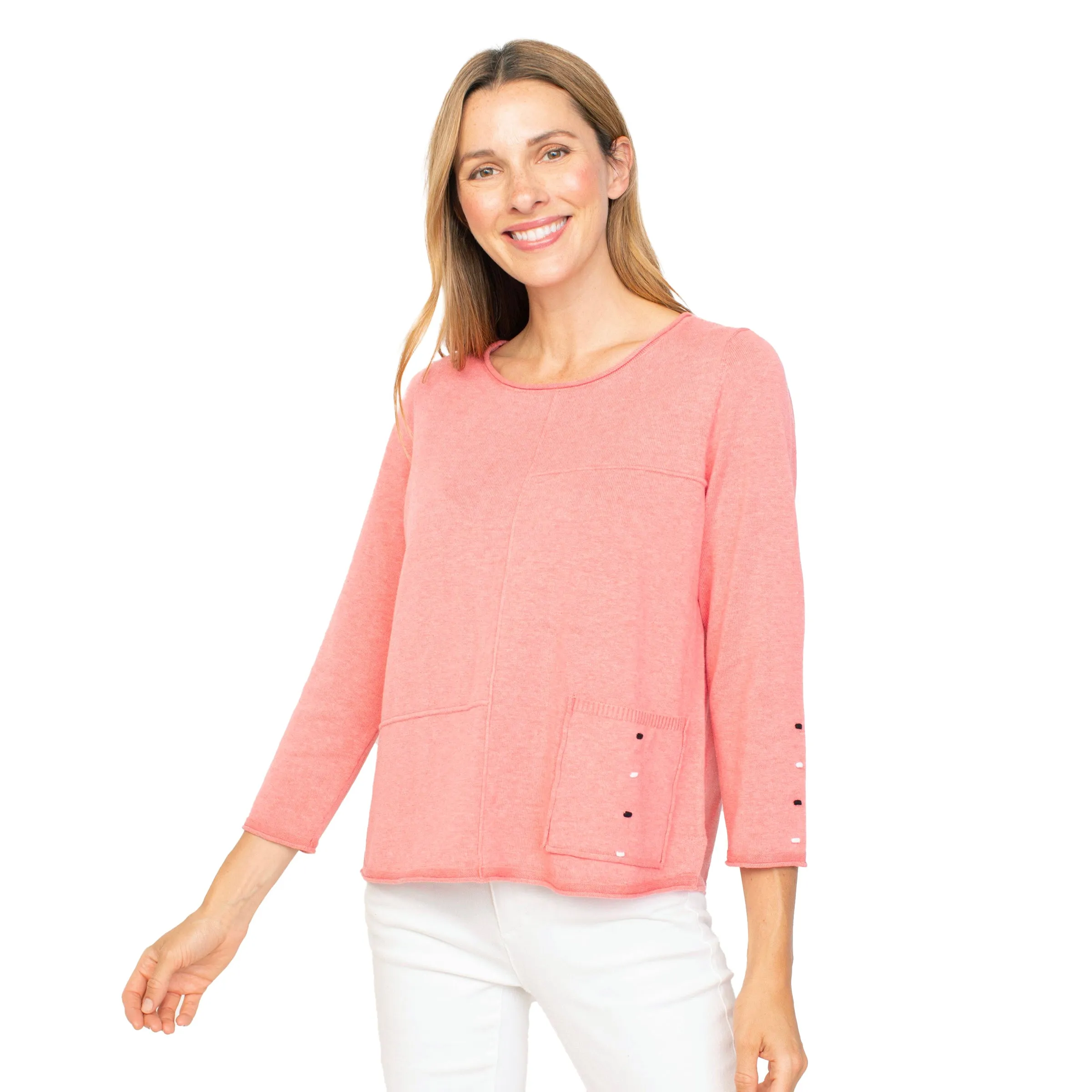 Habitat Cotton Pocket Pullover Sweater Top in Melon - 83015-MN