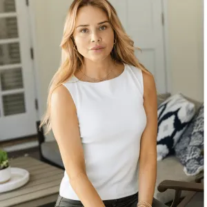 Havana Ribbed Sleeveless Top in Ivory
