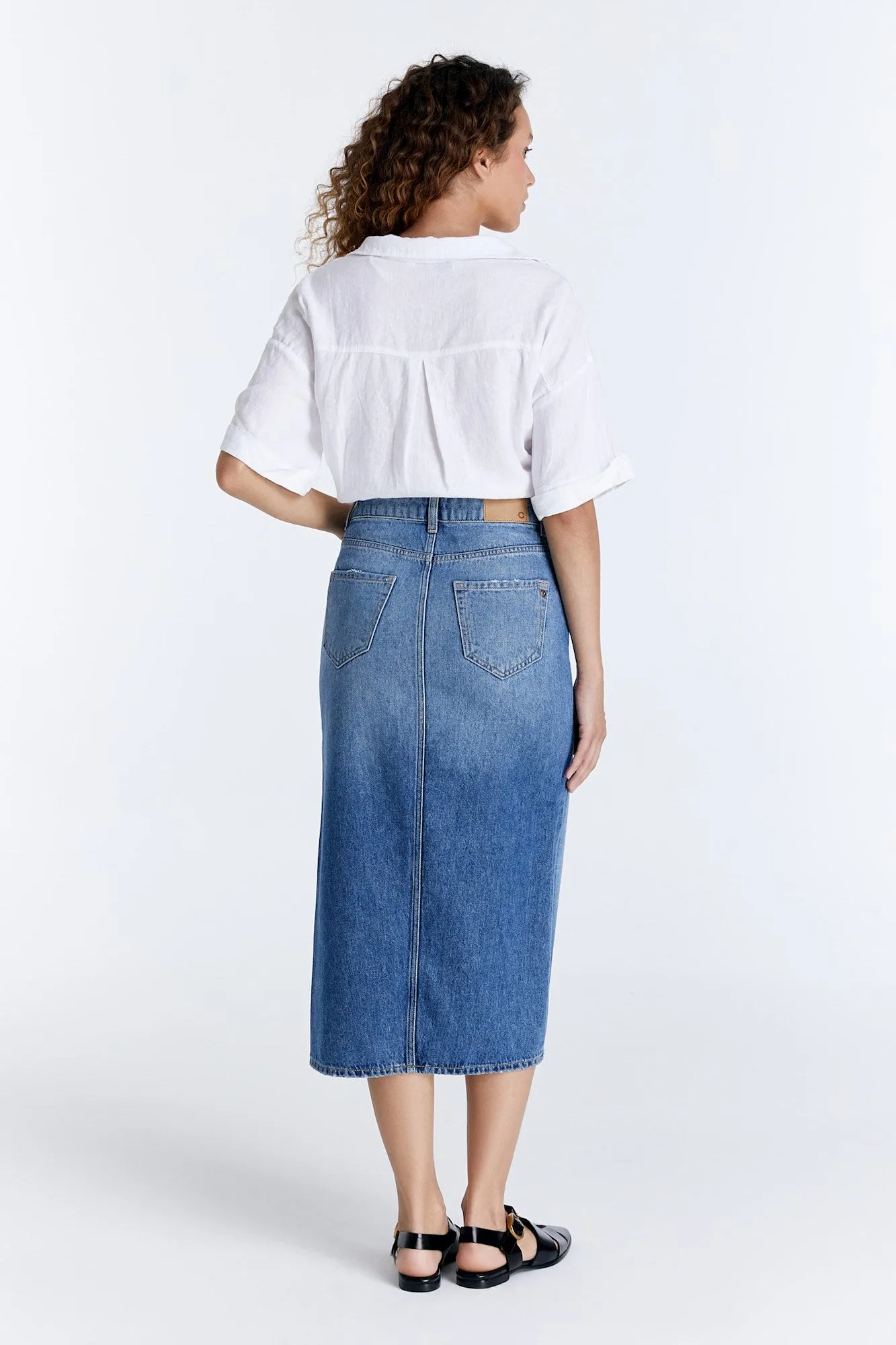 Helen Mid Waist 5 Pocket Long Skirt Medium Blue