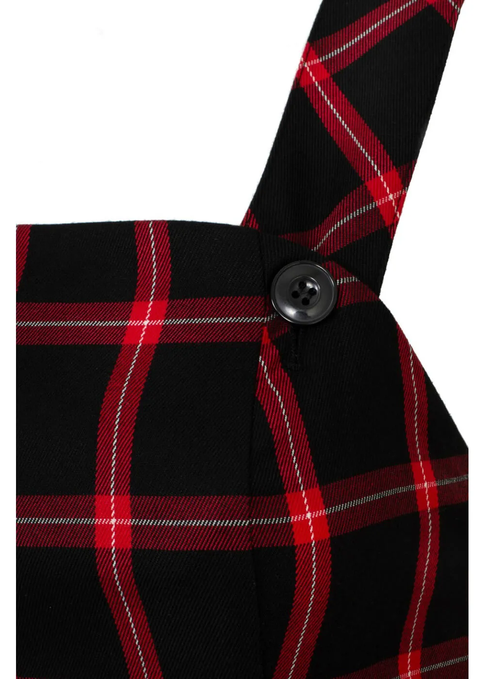 Hell Bunny Janine Tartan Pinafore 40's Swing Dress Black Red