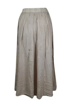 Ivory Renaissance Long Skirt with Hand Embroidery Hippie Skirt S/M