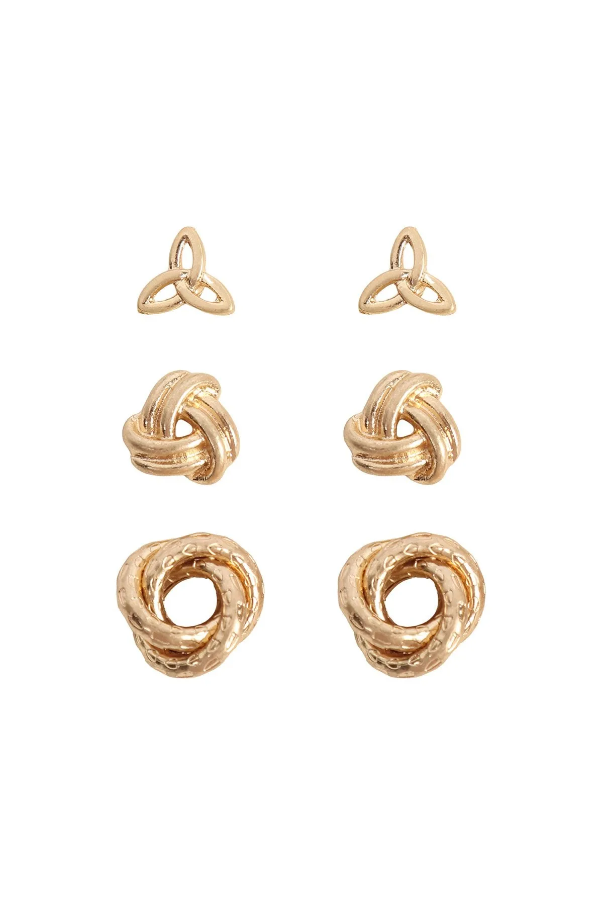 Jeb332 - 3 Set of Knot Shape Earrings