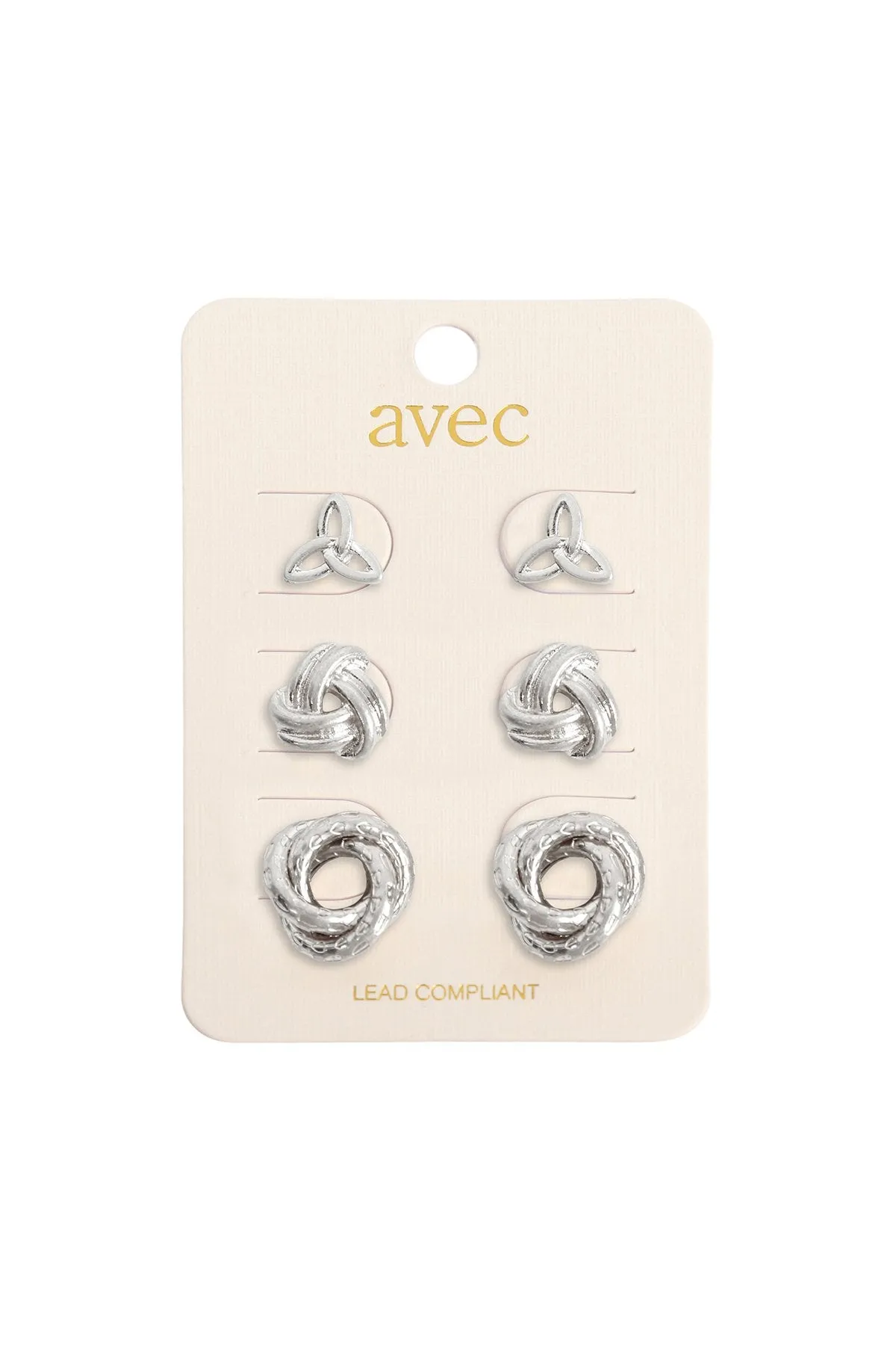 Jeb332 - 3 Set of Knot Shape Earrings