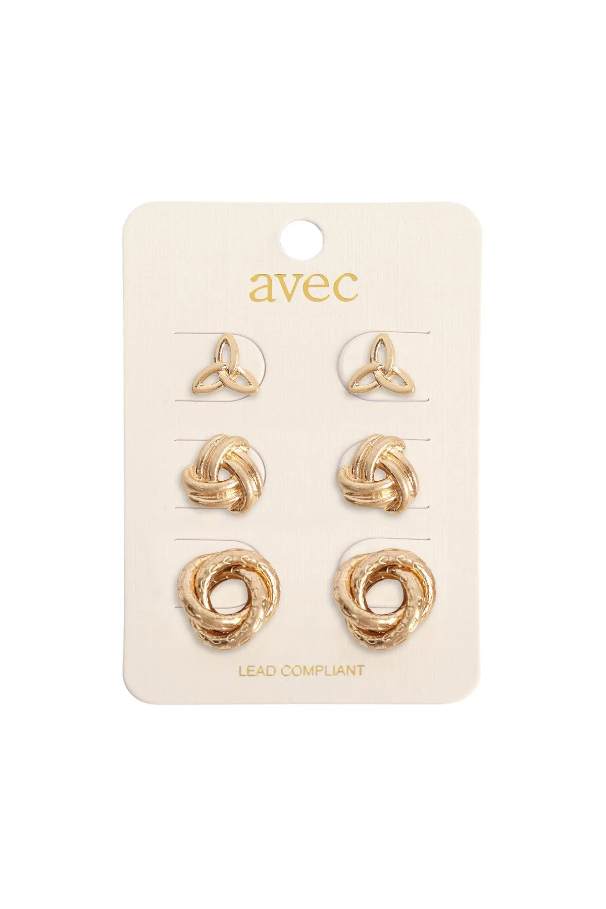 Jeb332 - 3 Set of Knot Shape Earrings