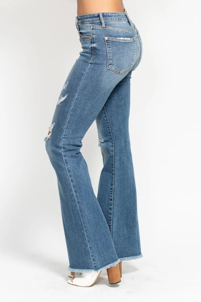 Judy Blue MR Button Fly Distressed Flare Jean
