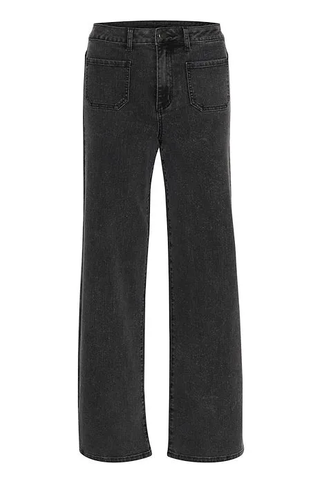 KAkarla HighWaist Flared Jeans - Black Washed Denim