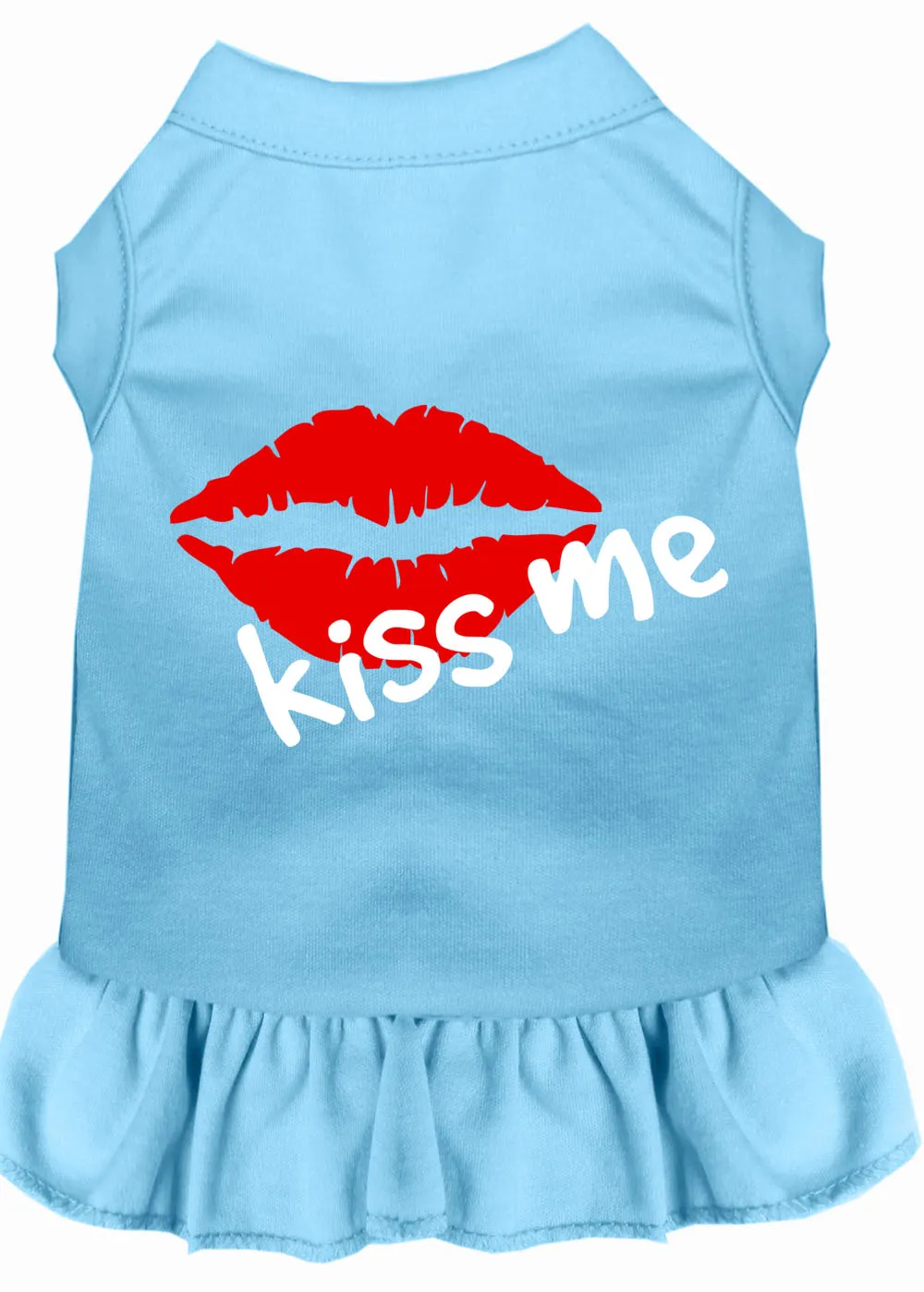 Kiss Me Screen Print Dress Baby Blue Xs