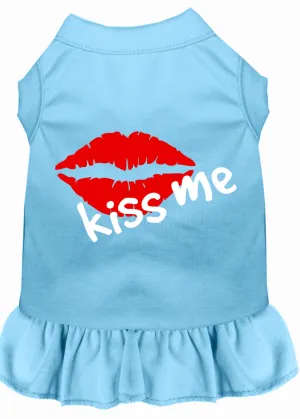 Kiss Me Screen Print Dress Baby Blue Xs