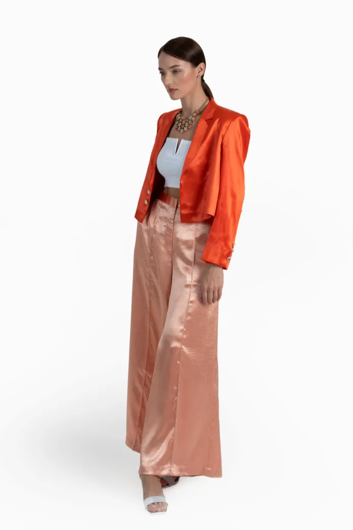 Kyra Orange Satin Crepe Co-Ord Set