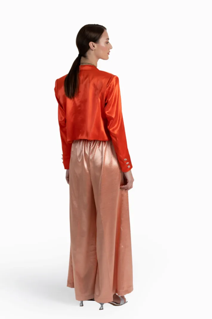 Kyra Orange Satin Crepe Co-Ord Set