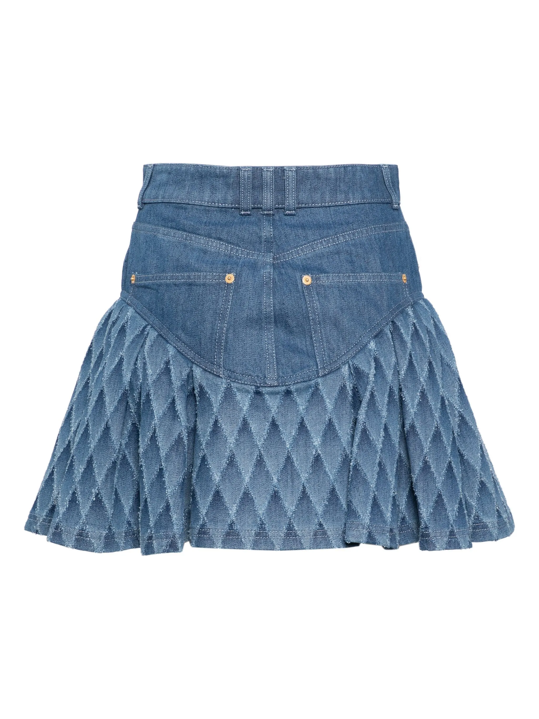 Laser Grid Blue Denim Short