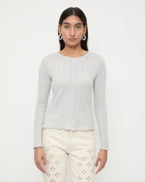 Lolo Grey Pointelle Long-Sleeve Tee