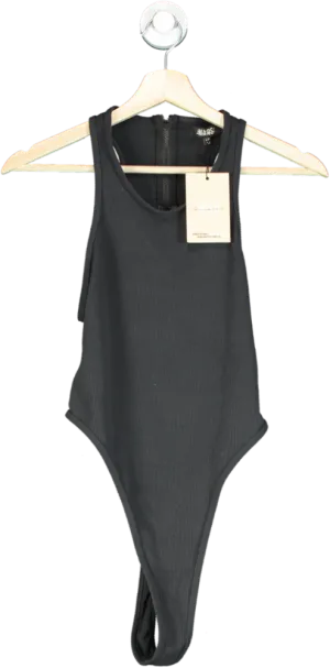 Mars The Label Black Ribbed Bodysuit with Zip Back UK 12