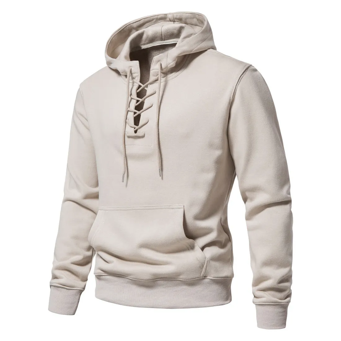 Men's Hoodie Sweatshirt Hooded Casual Long Sleeve Drawstring Lace Up Pullover Hoodies with Pocket