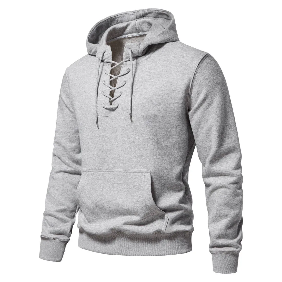 Men's Hoodie Sweatshirt Hooded Casual Long Sleeve Drawstring Lace Up Pullover Hoodies with Pocket