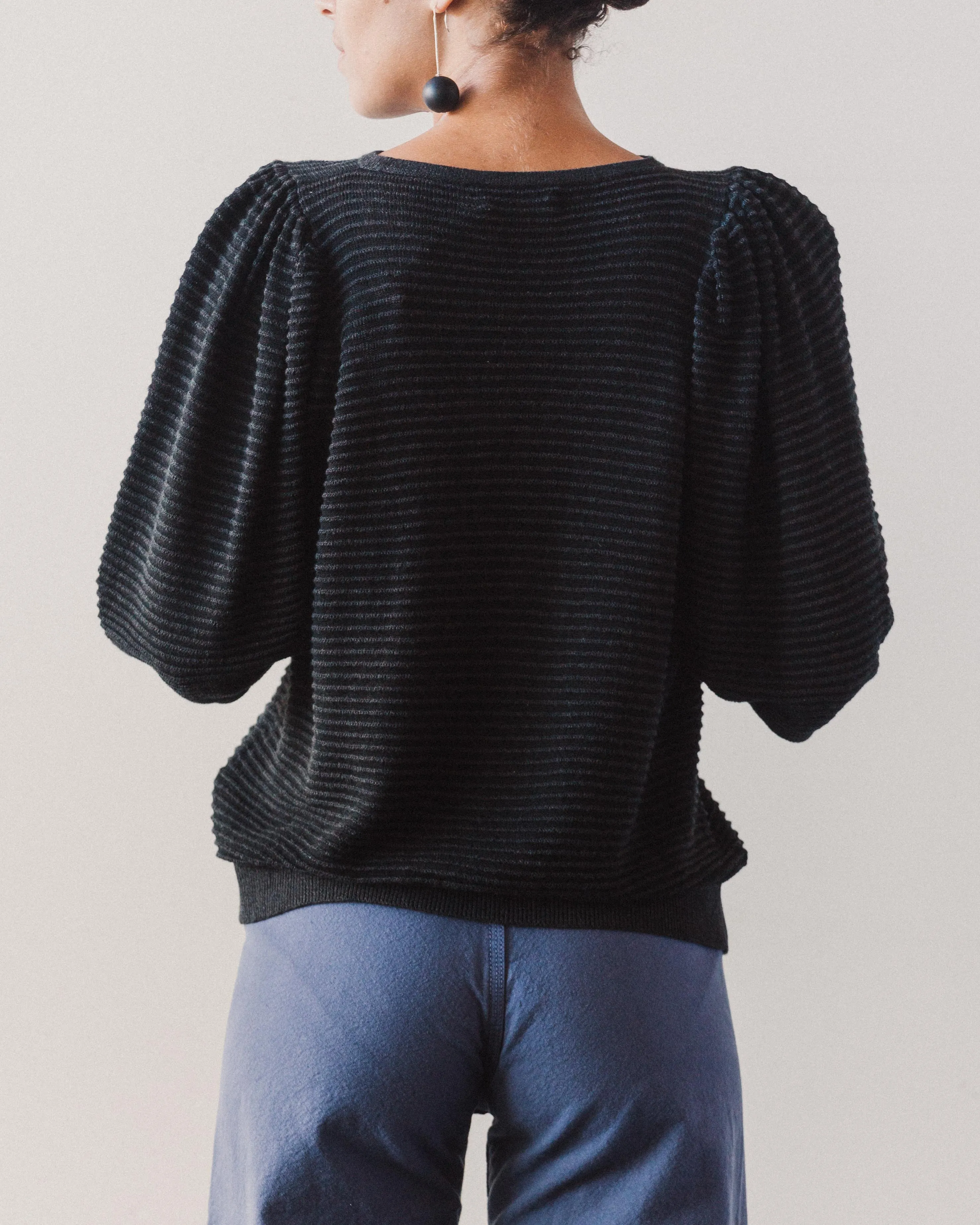 Micaela Greg Micro Stripe Top, Melange Black