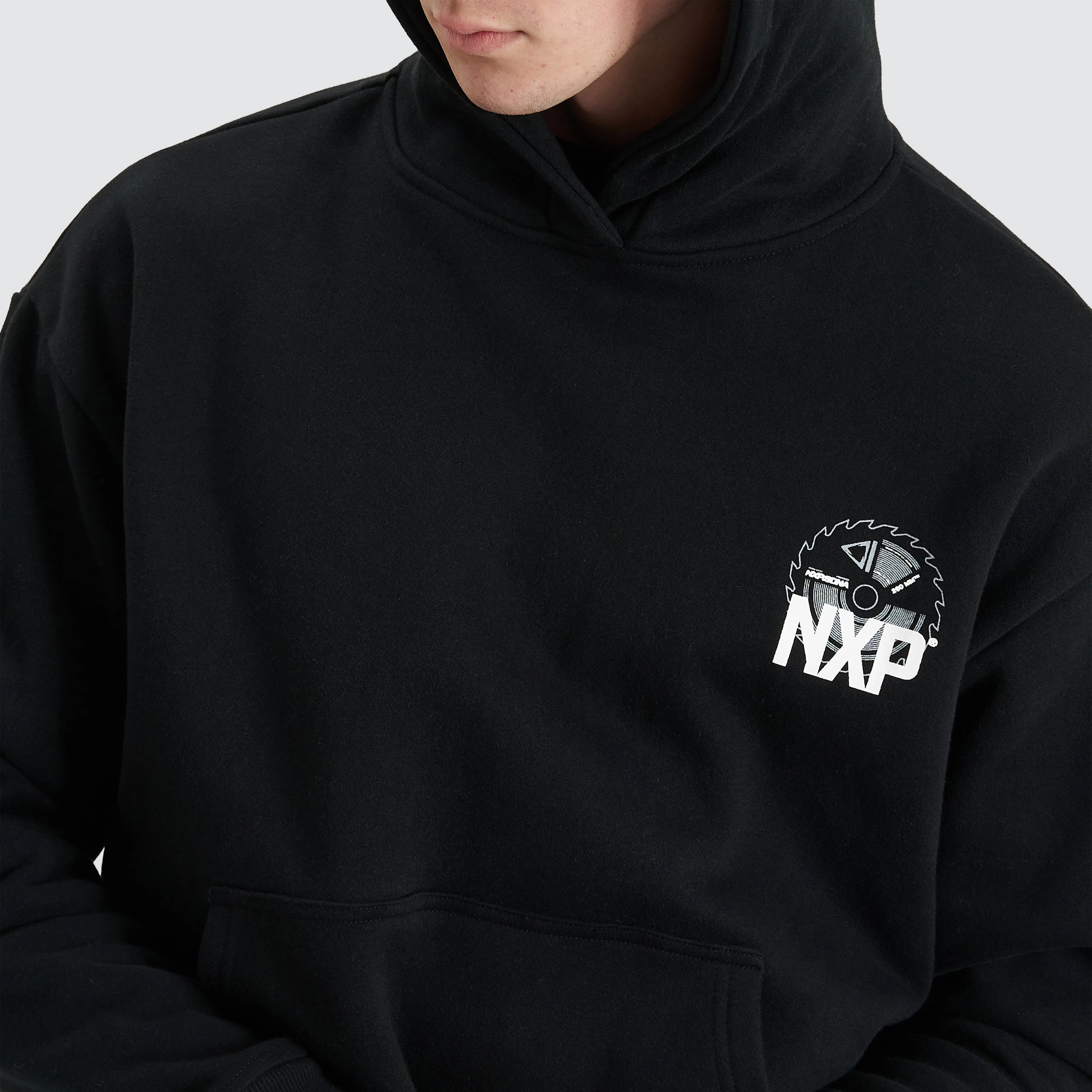Mortar Heavy Relaxed Hoodie Jet Black