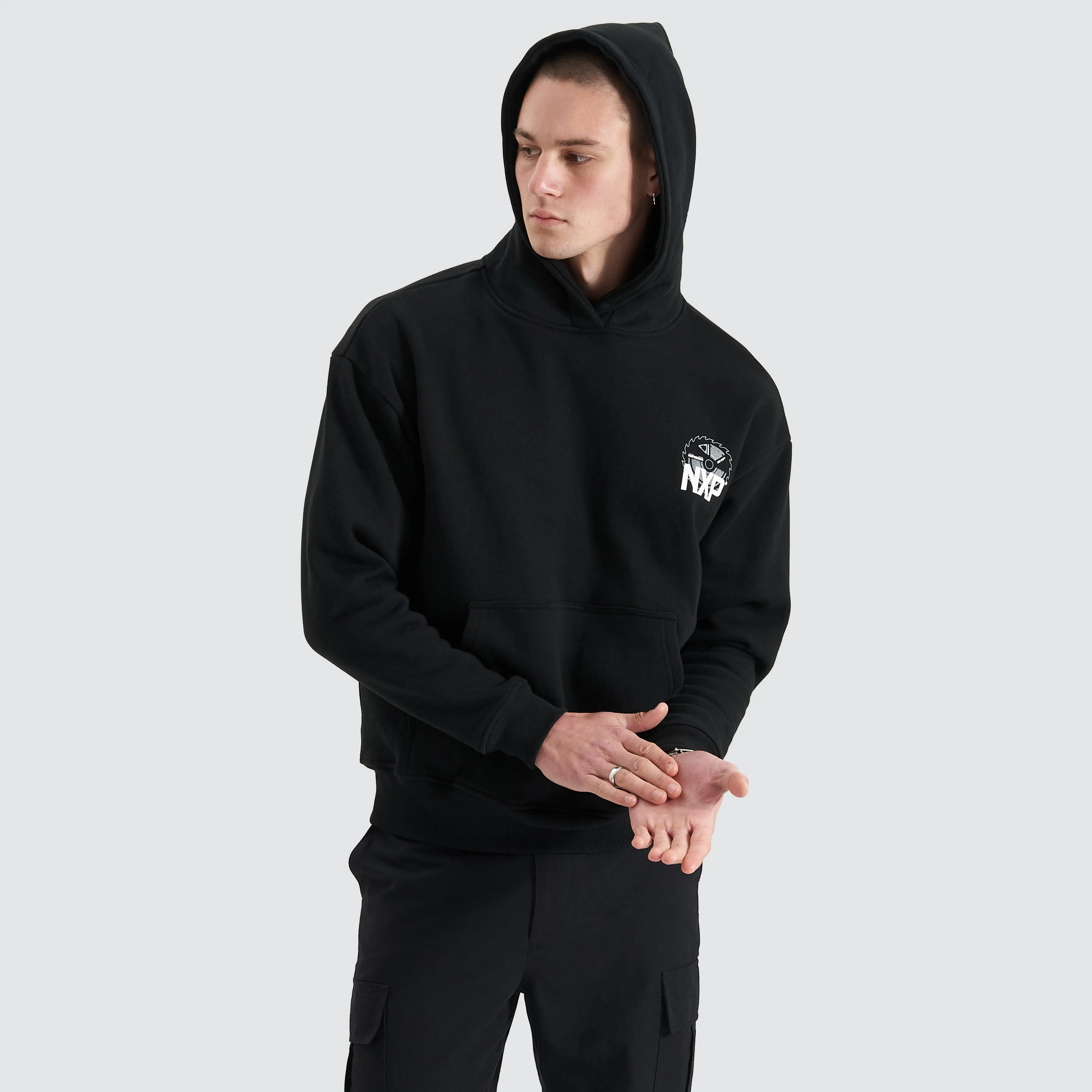 Mortar Heavy Relaxed Hoodie Jet Black