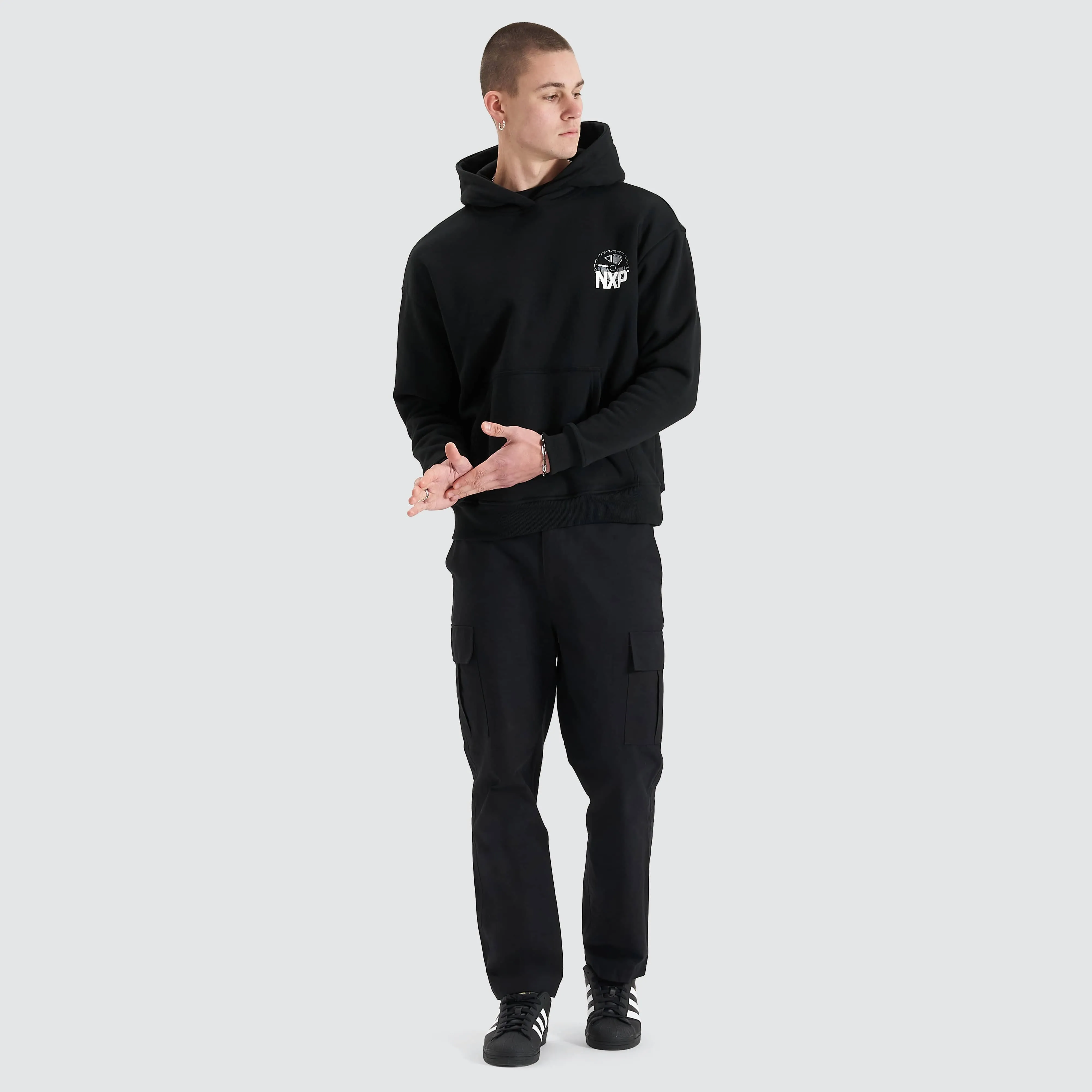Mortar Heavy Relaxed Hoodie Jet Black