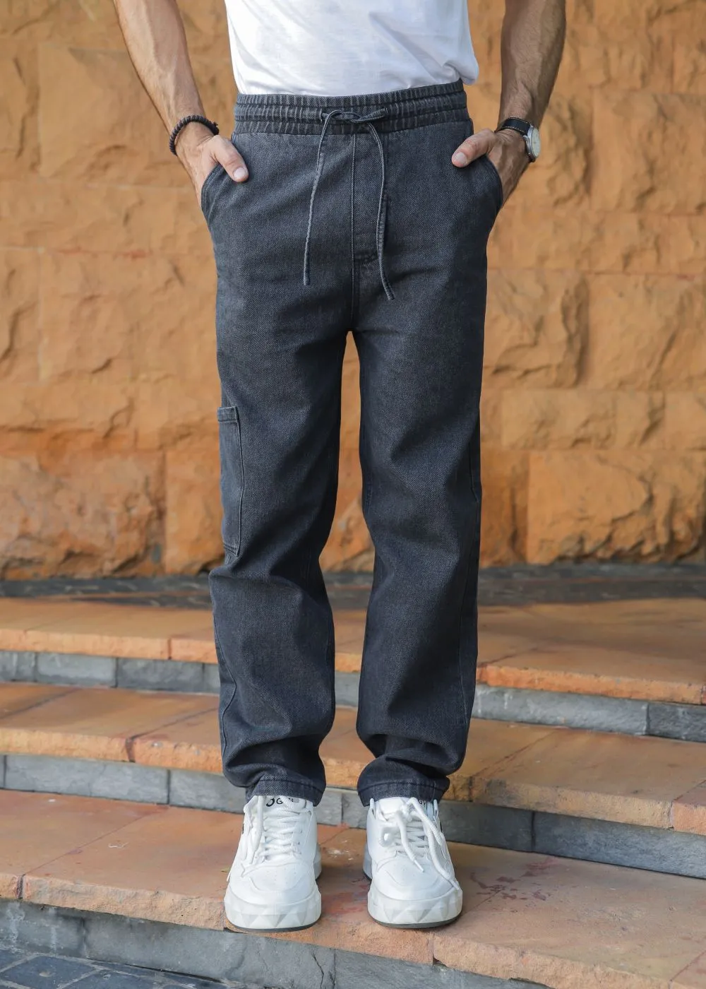 Multi-Tone Patched Jacket & Black Jog Jeans Look