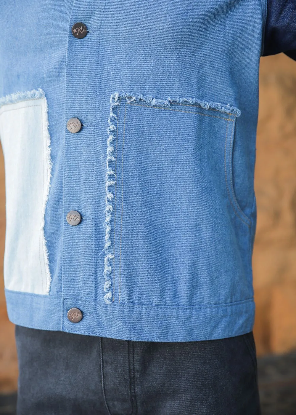 Multi-Tone Patched Jacket & Black Jog Jeans Look