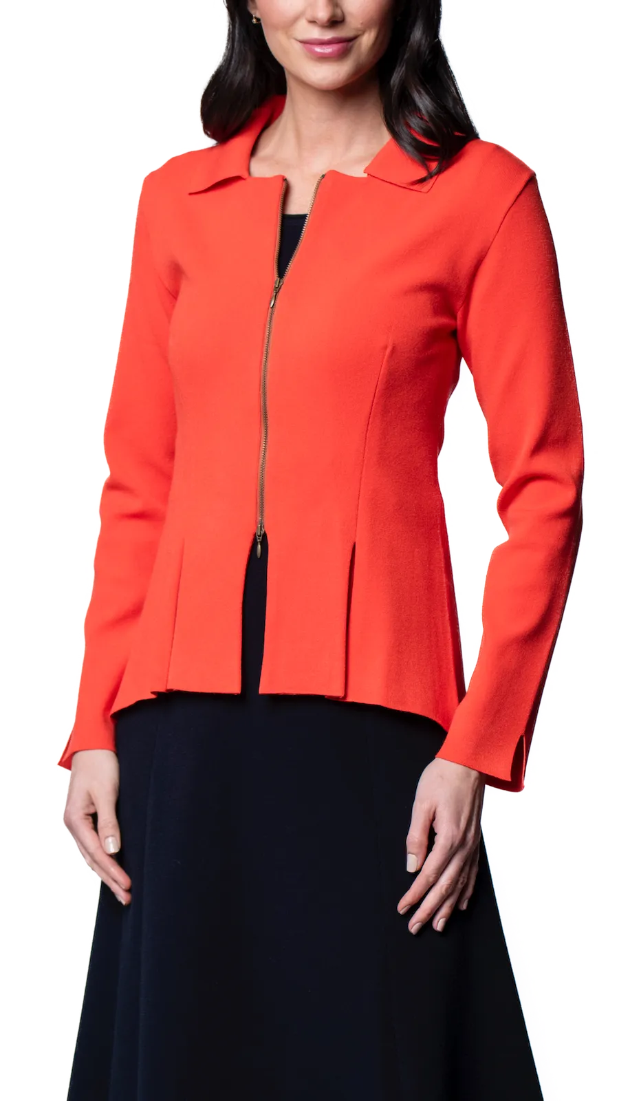 Nikkie Flat-Knit Zip Jacket - Bright Orange / Fall Pre-Order
