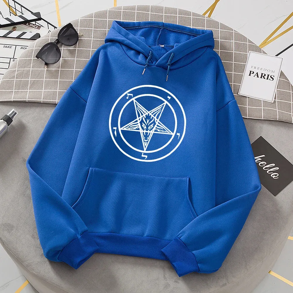 Pentagram Gothic Occult Satan Printed Women Hoodies All-match Street Style Female Pullover Casual Clothing Harajuku Unisex Tops
