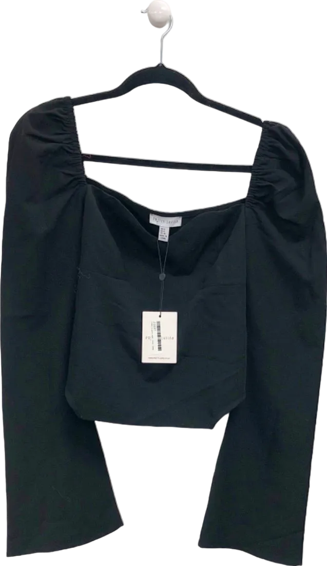 Pretty Lavish Black Square Neck Top UK 8