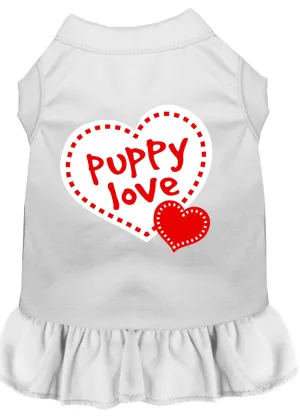 Puppy Love Screen Print Dress White Xl