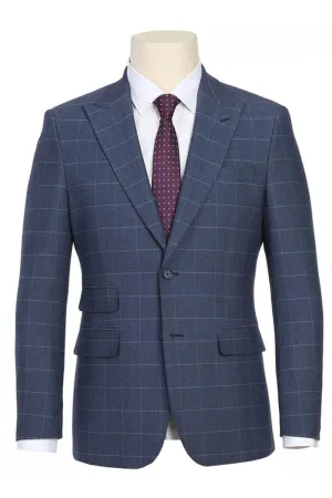 "English Laundry Men's Slim Fit Suit in Pale Blue Windowpane Plaid"