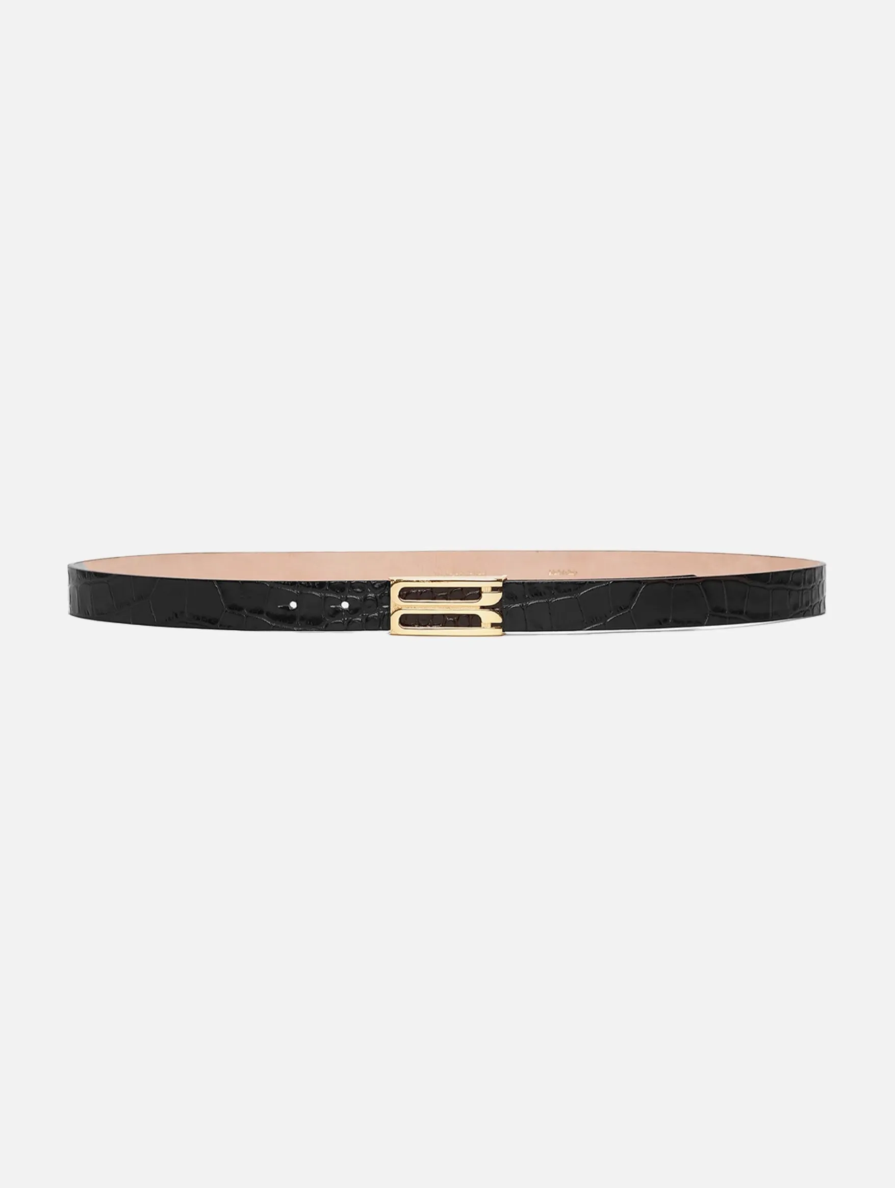 Regular Frame Croc-Effect Leather Belt in Black