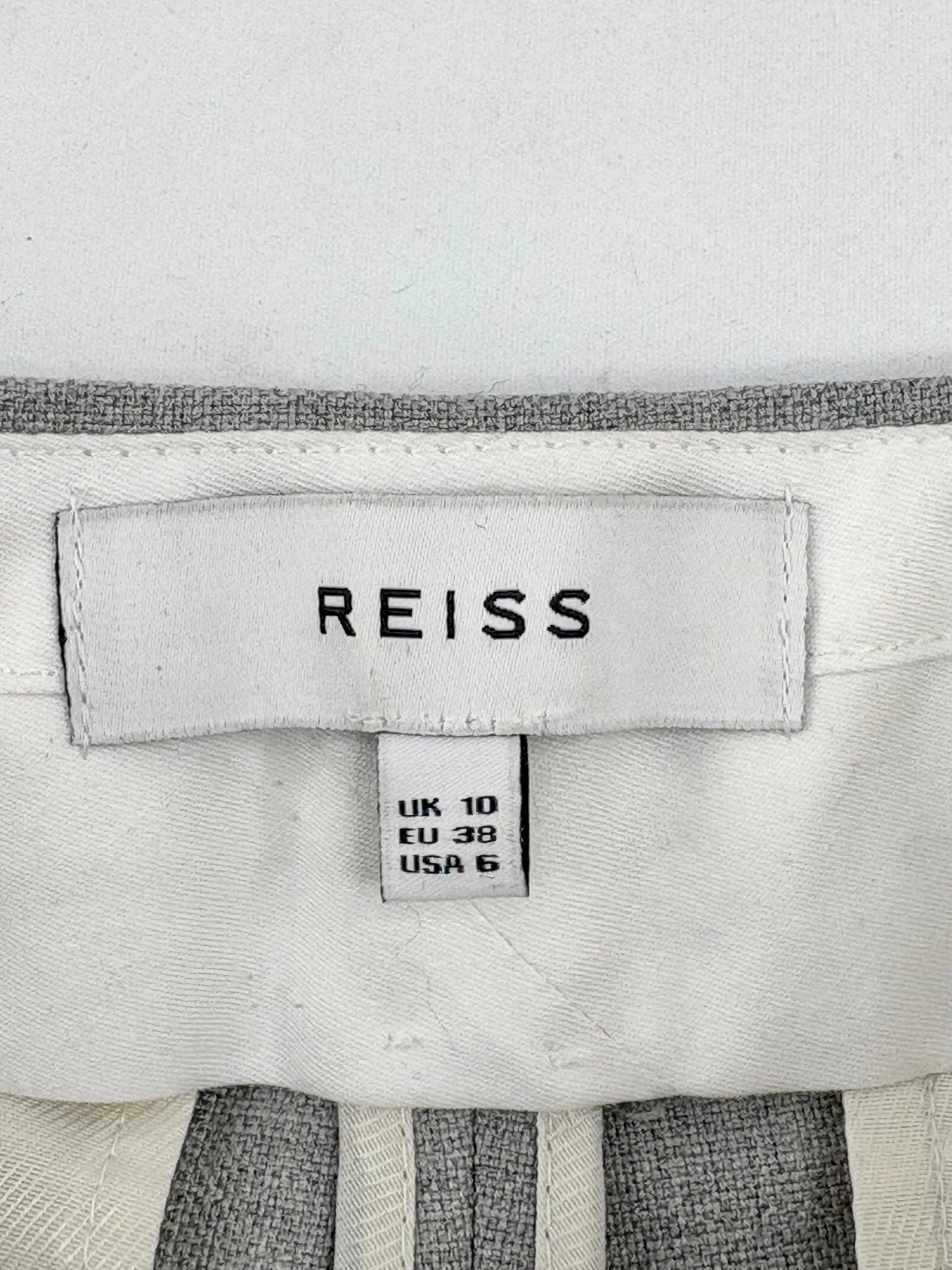 Reiss Stone Grey Wool-Blend 'Estie' Wide Leg Trousers - AU10