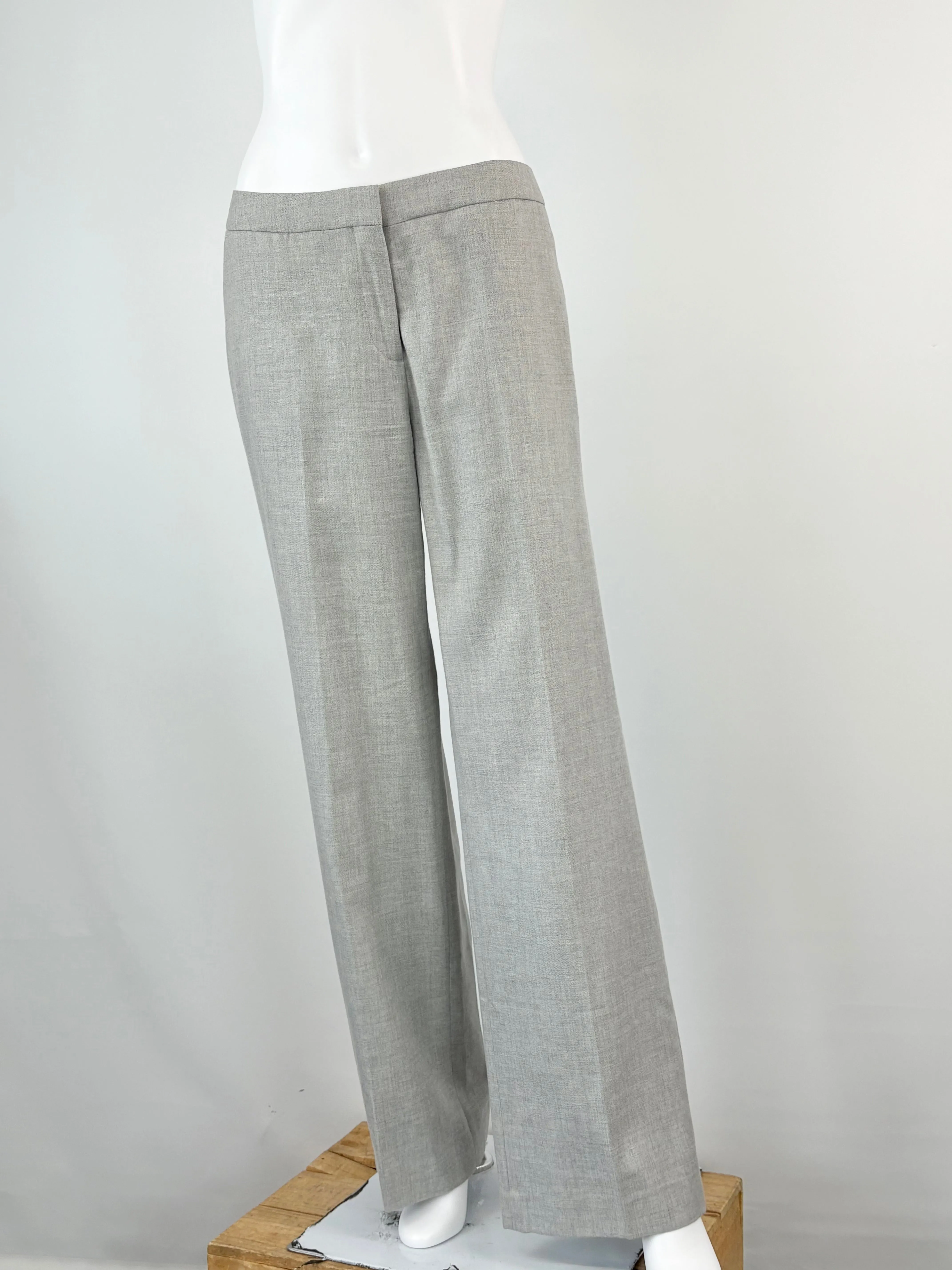 Reiss Stone Grey Wool-Blend 'Estie' Wide Leg Trousers - AU10