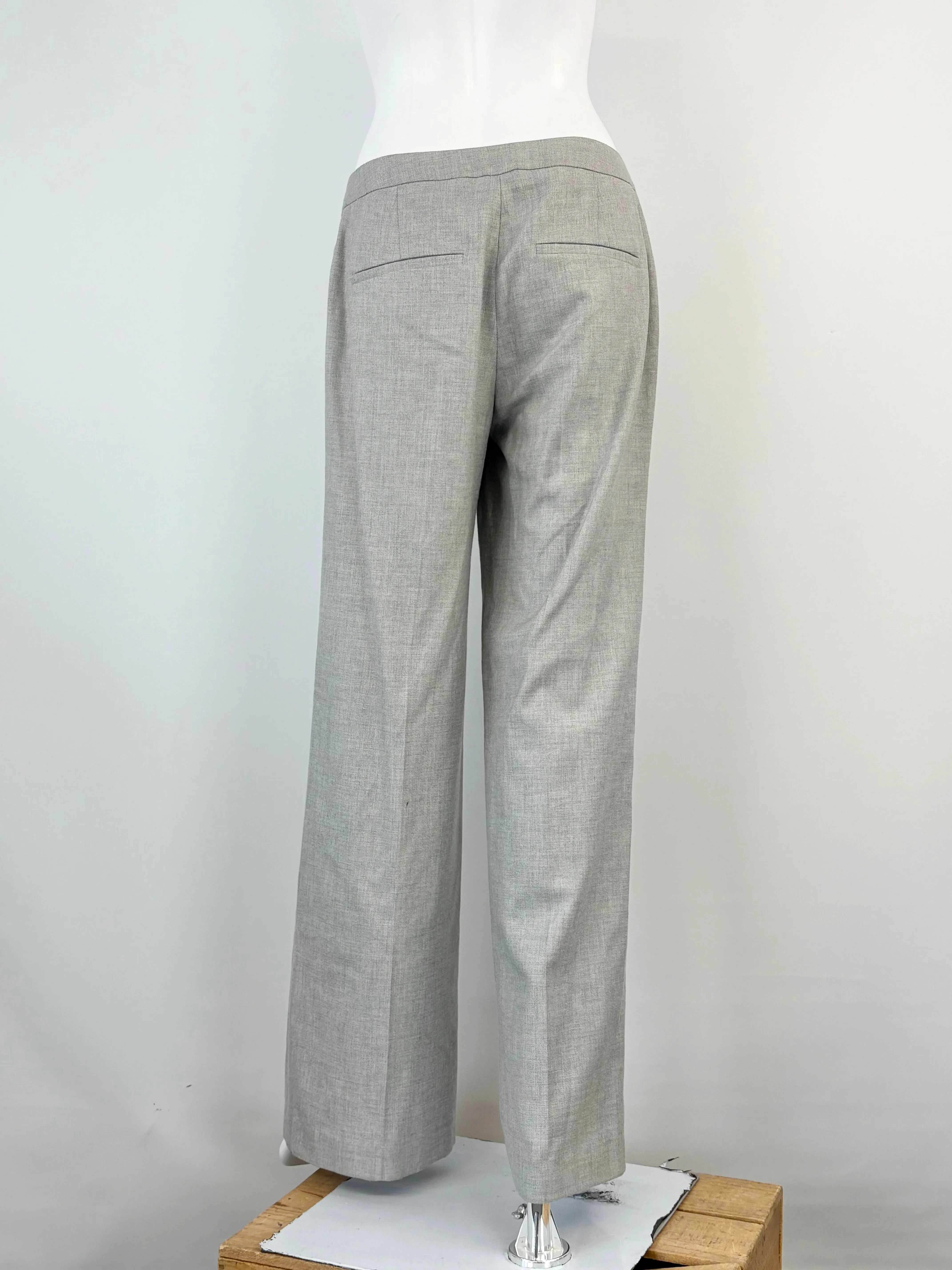 Reiss Stone Grey Wool-Blend 'Estie' Wide Leg Trousers - AU10