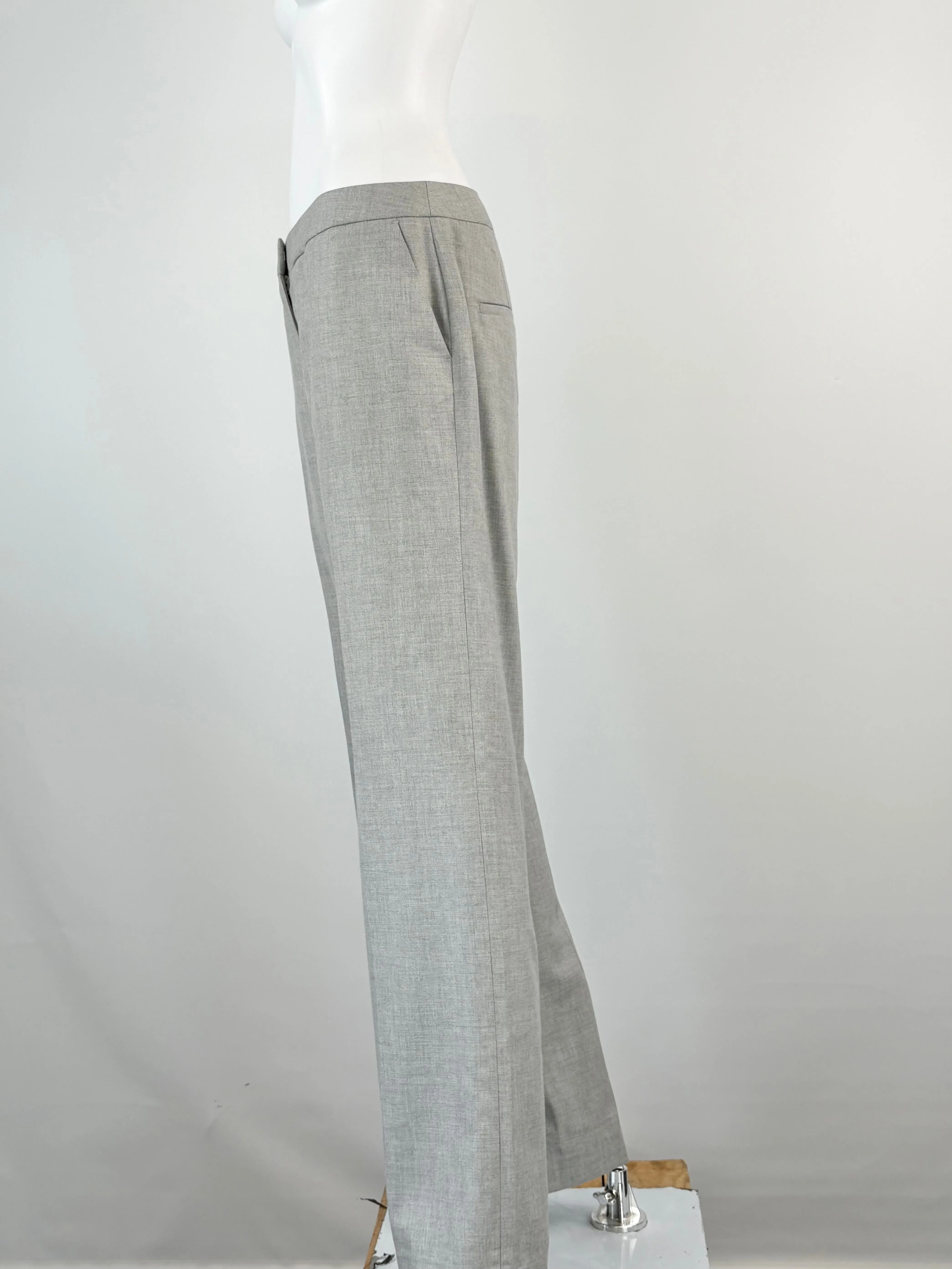 Reiss Stone Grey Wool-Blend 'Estie' Wide Leg Trousers - AU10