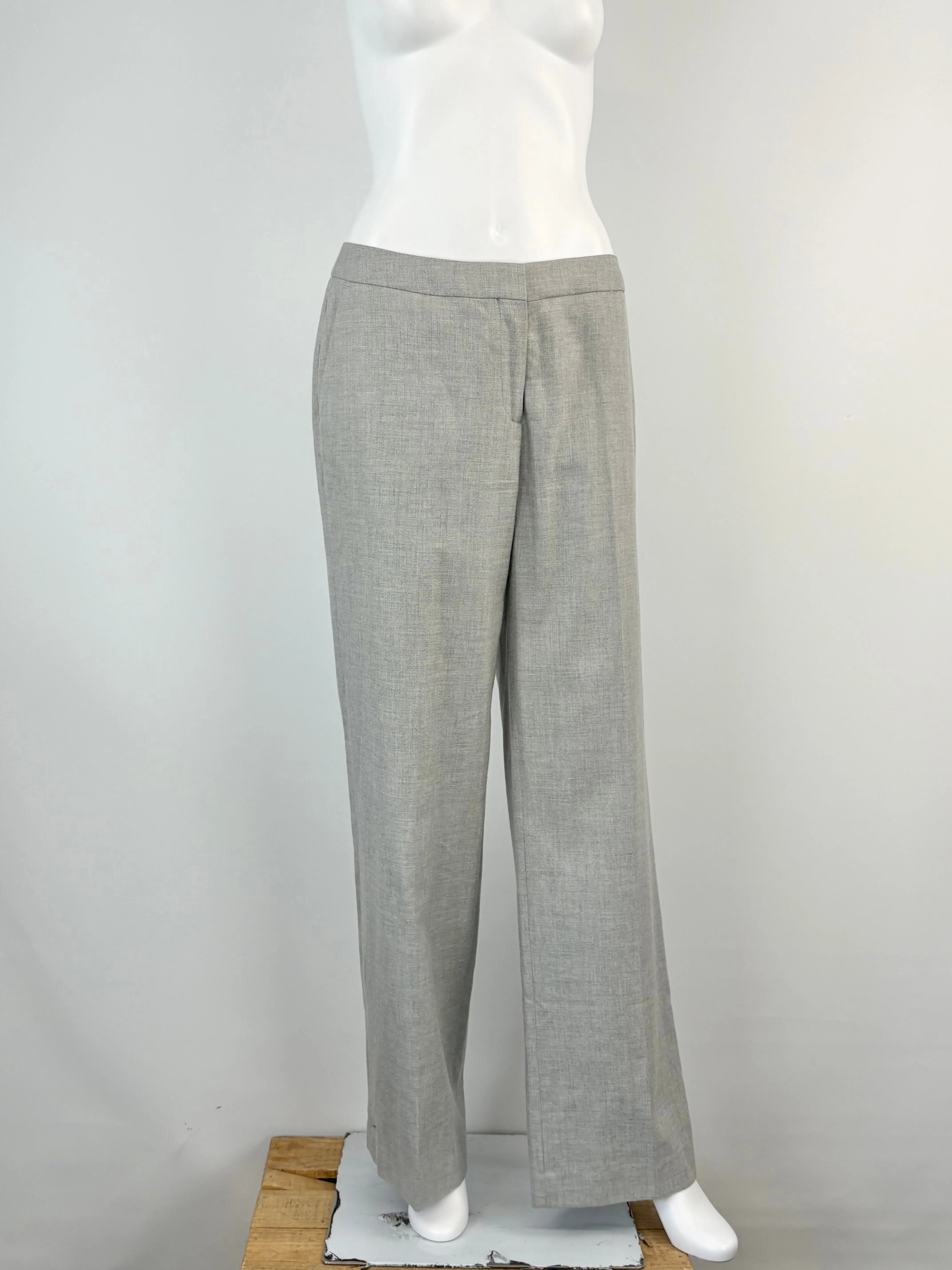 Reiss Stone Grey Wool-Blend 'Estie' Wide Leg Trousers - AU10