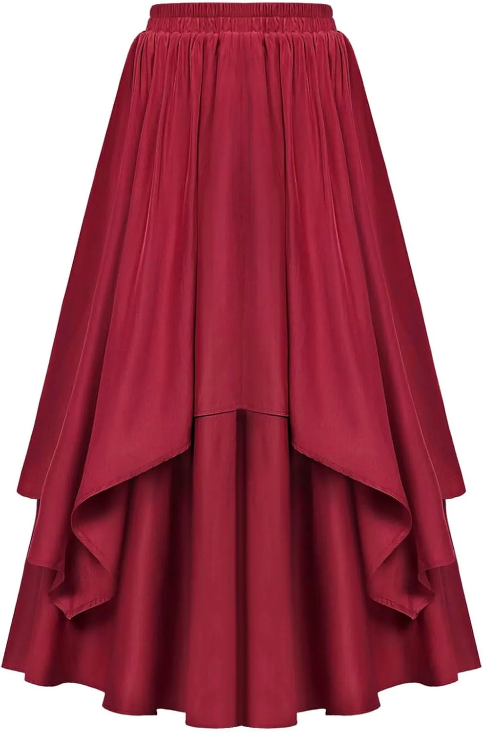 Renaissance Maxi Skirts for Women Elastic High Waist Double Layered A-Line Skirts Vintage Pleated Skirt with Pockets