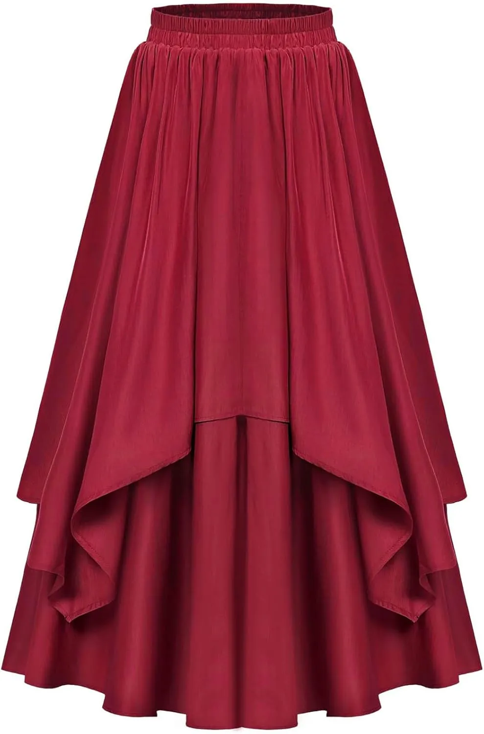 Renaissance Maxi Skirts for Women Elastic High Waist Double Layered A-Line Skirts Vintage Pleated Skirt with Pockets