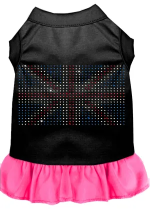 Rhinestone British Flag Dress Black With Bright Pink Sm